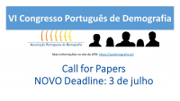 VI Congresso Português de Demografia (prorrogação da data limite)